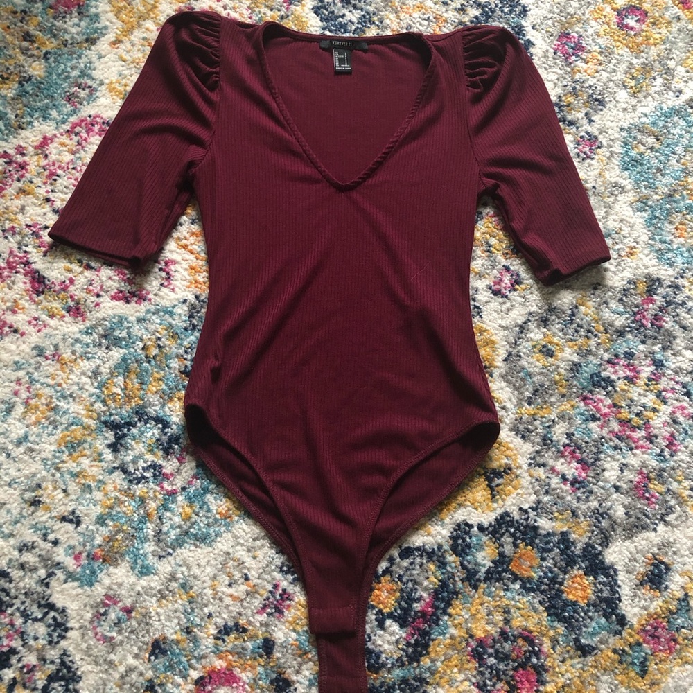 Maroon bodysuit from Forever 21.